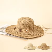 Summer New Style Paper Rose Wide Brim Sun-proof Straw Hat main image 1
