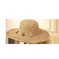 Summer New Style Paper Rose Wide Brim Sun-proof Straw Hat main image 4