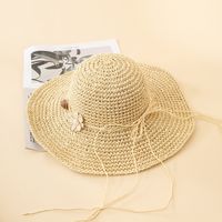 Summer New Style Paper Rose Wide Brim Sun-proof Straw Hat main image 3