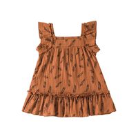 2022 Summer Little Girl Fashion Feather Printed Sleeveless Skirt Clothes main image 6