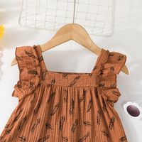 2022 Summer Little Girl Fashion Feather Printed Sleeveless Skirt Clothes main image 5