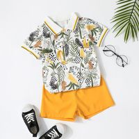 Fashion 2022 Summer Boy's Short-sleeved Shirt And Shorts Two-piece Suit main image 2