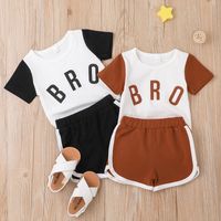 Fashion 2022 Summer Boys' Casual Short-sleeved Letter Print Shorts Two-piece Suit main image 1