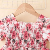 Fashion 2022 Summer Girls' Short-sleeved Floral A-line Dress main image 4