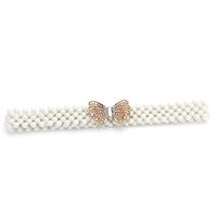 Frauen Perle Taille Kette Elastische Strass Intarsien Kleid Dekorative Perlen Gürtel main image 5