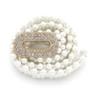 Frauen Perle Taille Kette Elastische Strass Intarsien Kleid Dekorative Perlen Gürtel main image 4