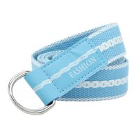 Fashion Lengthened Canvas Striped Inter-color Woven Belt Double Ring Buckle main image 2