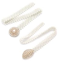 Frauen Perle Taille Kette Elastische Strass Intarsien Kleid Dekorative Perlen Gürtel main image 3