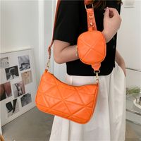Fashion Solid Color Simple Embroidery Thread Rhombic Shoulder Messenger Bag main image 3