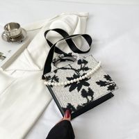 Fashion Retro Handbags Female 2022 Spring New Casual Jacquard Small Pearl Square Bag sku image 3