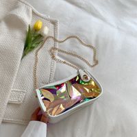Fashion Summer Small Square Casual Pvc Women's Transparent Jelly Color Beach Chain Bag sku image 1