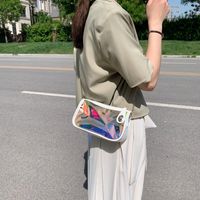 Fashion Summer Small Square Casual Pvc Women's Transparent Jelly Color Beach Chain Bag main image 3