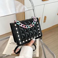 Bolso Bandolera De Hombro Cuadrado Pequeño Portátil Con Cadena De Verano Retro A La Moda Para Mujer main image 1