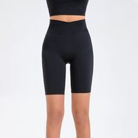 Fashion Women's High Waist Skinny Quick-drying Running Pants Contrast Color Yoga Shorts sku image 2