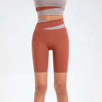 Fashion Women's High Waist Skinny Quick-drying Running Pants Contrast Color Yoga Shorts sku image 8