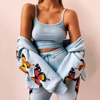 Butterfly Print Long Sleeve Full Zipper Hoodie Multi Colors sku image 15