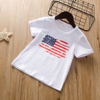 Children Boys' Summer New Solid Color Striped Printed Short Sleeve Top main image 1