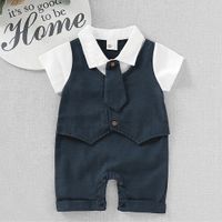 Fashion Simple Baby Romper Square Collar Tie Gentleman Suit main image 1