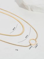 New Style Stainless Steel 18k Gold Plating Circle Pendant Snake Bone Chain Double-layer Necklace main image 5