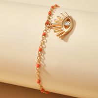 Fashion New Boho Cute Eye Shaped Beaded Pendant Alloy Anklet main image 5