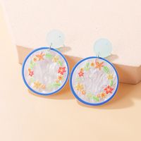 Fashion Water Board Color Three-dimensional Round Garland Eardrops Acrylic Earring sku image 3