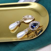 Blue Gemstone Ear Studs Vintage Ear Studs Baroque Water Drop Pearl Stud Aretes Para Mujer sku image 2