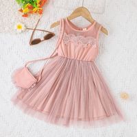 Cute Children Fashion Sleeveless Dress Sweet Tulle Skirt Two-piece Suit main image 3