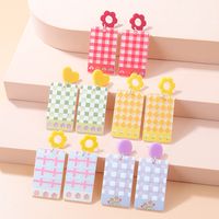 New Fashion Candy Color Embossed Printed Rectangular Acrylic Earrings main image 9