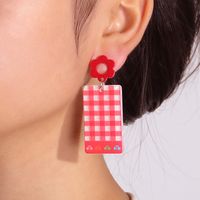 New Fashion Candy Color Embossed Printed Rectangular Acrylic Earrings main image 4