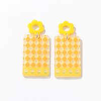 New Fashion Candy Color Embossed Printed Rectangular Acrylic Earrings main image 8
