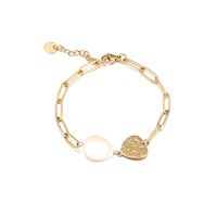 Fashion Heart-shaped Freshwater Pearl Stainless Steel Bracelet Jewelry sku image 2