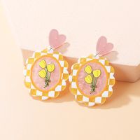 2022 New Water Pattern Plate Color Summer Tulip Plaid Acrylic Earrings main image 6