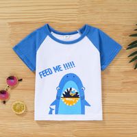 Children's Cute Summer Casual Short-sleeved Shark Letter Printed Shorts Suit main image 3