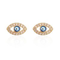 Fashion Plating 18k Gold Micro Inlaid Zircon Eye Copper Ear Stud Earrings sku image 2