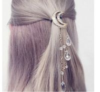 Gland De Mode Croissant De Lune Forme Incrusté Strass Cheveux Clip main image 3