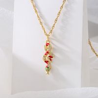 Fashion Copper Plating 18k Gold Micro Inlaid Zircon Drop Oil Snake-shaped Pendant Necklace main image 3