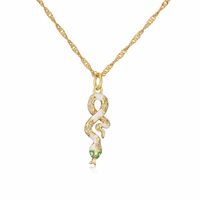 Fashion Copper Plating 18k Gold Micro Inlaid Zircon Drop Oil Snake-shaped Pendant Necklace sku image 2
