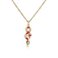 Fashion Copper Plating 18k Gold Micro Inlaid Zircon Drop Oil Snake-shaped Pendant Necklace sku image 3