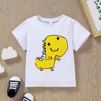 Children's Cute Summer Casual Cartoon Yellow Dinosaur Printed Solid Color Shorts Suit main image 3