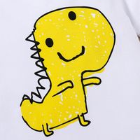 Children's Cute Summer Casual Cartoon Yellow Dinosaur Printed Solid Color Shorts Suit main image 6