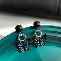 New Style Black Hollow Butterfly Pendant Alloy Earrings main image 2