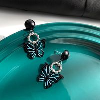 New Style Black Hollow Butterfly Pendant Alloy Earrings main image 3