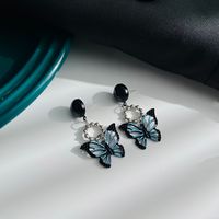 New Style Black Hollow Butterfly Pendant Alloy Earrings main image 4