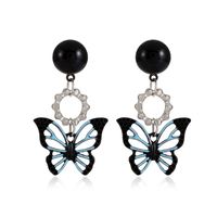 Nuevo Estilo Negro Hueco Mariposa Colgante Aleación Pendientes sku image 1