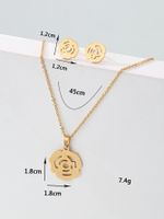 Fashion Simple Flower Core 18k Gold Plating Stainless Steel Necklace Earring Suit main image 5