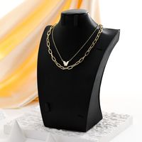 Fashion Creative Gold Plated White Butterfly Pendant Double-layer Chain Necklace main image 4