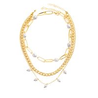 Fashion Creative Gold Plated Pearl Beaded Multi-layer Clavicle Chain Necklace main image 5