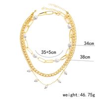 Fashion Creative Gold Plated Pearl Beaded Multi-layer Clavicle Chain Necklace main image 6