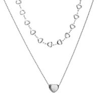 Fashion Style Double Layer Heart Shape Pendant Titanium Steel Necklace sku image 1