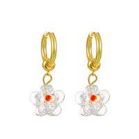 Simple Style Transparent Color Glaze Flower Pendant Earrings sku image 1